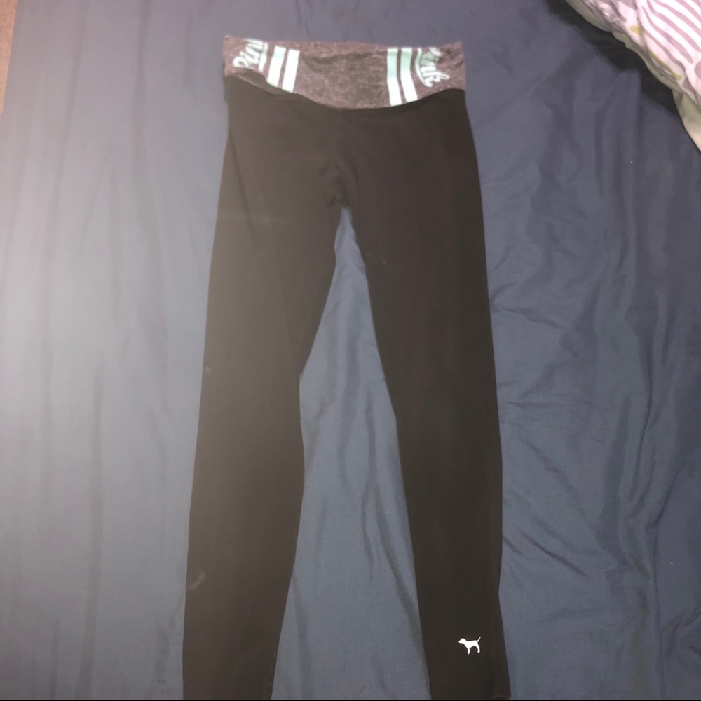 Pink Yoga Pants in Black Cotton Small